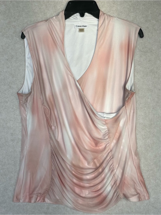 Calvin Klein Tops - Calvin Klein Women’s Shirt Size XL Blush Pink Draped Sleeveless Wrap-Style